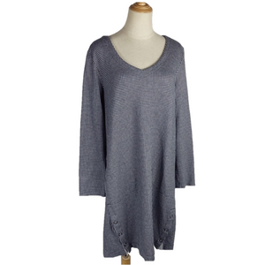 J. JILL Women's Black & White Soft Knit V-Neck Long Sleeve Tunic Top XLP Casual